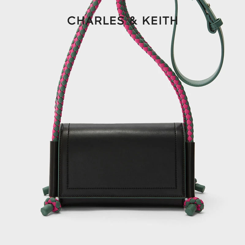 CHARLES&KEITH女士拼色编织肩带斜挎小方包单肩包CK2-80270704