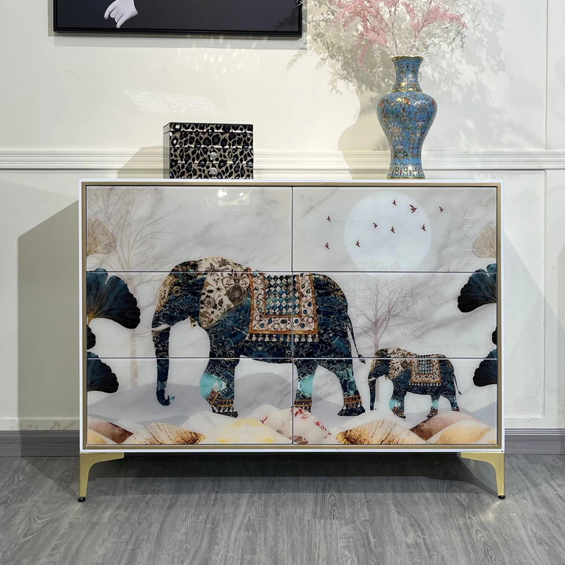 120*36*90cm卧室六斗柜收纳柜轻奢五斗柜客厅储物彩绘储物玄关柜