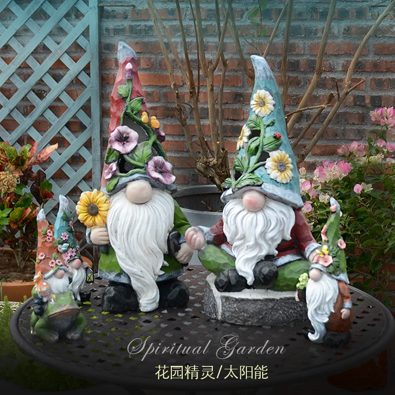 花园精灵太阳能大号甘道夫庭院阳台装饰品创意可爱卡通造景摆设件