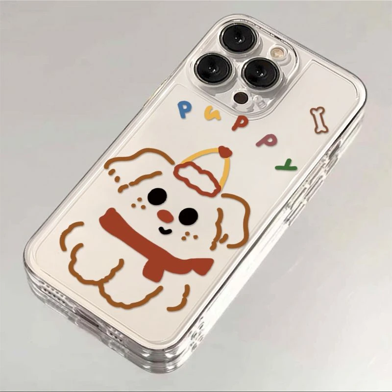 趣味围巾线条狗iPhone15/14/13promax可爱12手机壳xrXS苹果13软11