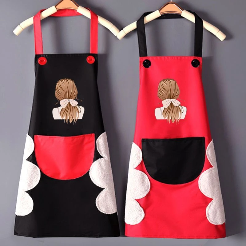 时尚厨房围裙女防水防油做饭罩衣时尚家用男工作上班围腰定制LOGO