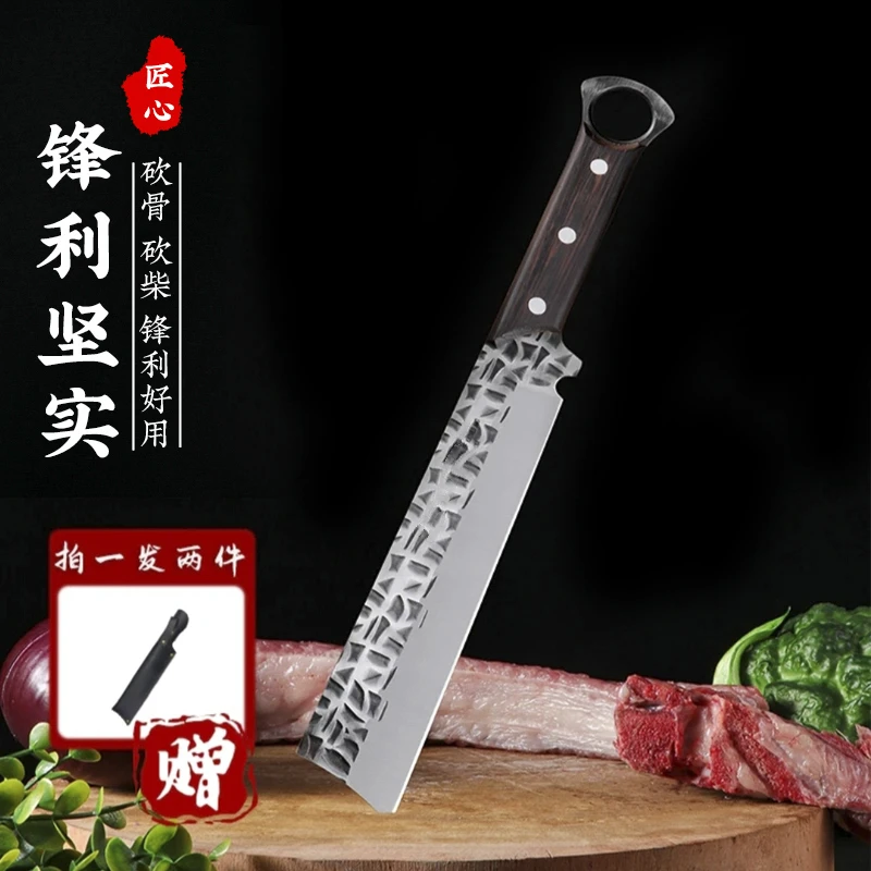 【推荐】铁鑫匠家用菜刀柴刀纯手工锤纹锻打斩戏鸭鱼鹅切肉柴刀具