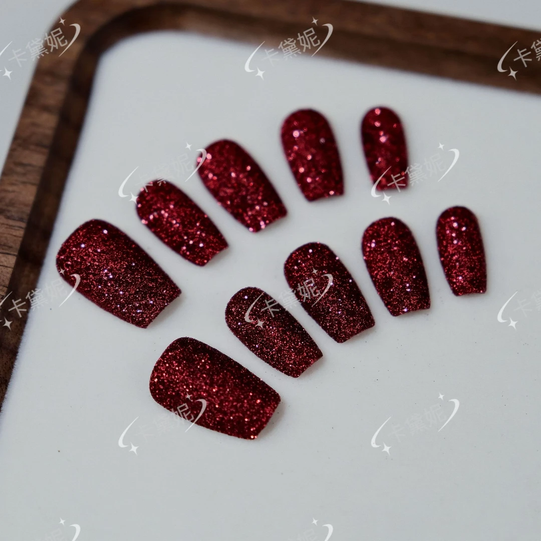卡黛妮断码【朱砂】星光红色砂糖粉毛呢粉镭射（会掉小红絮）
