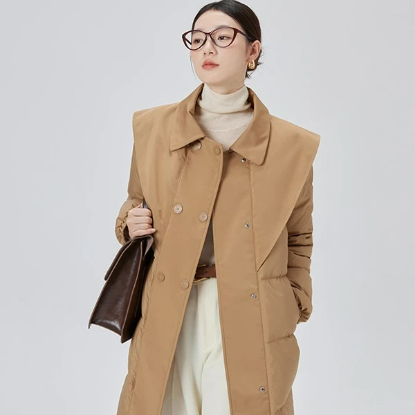 艾莱依西装领时尚羽绒服女士2023新款户外休闲冬季保暖外套1258