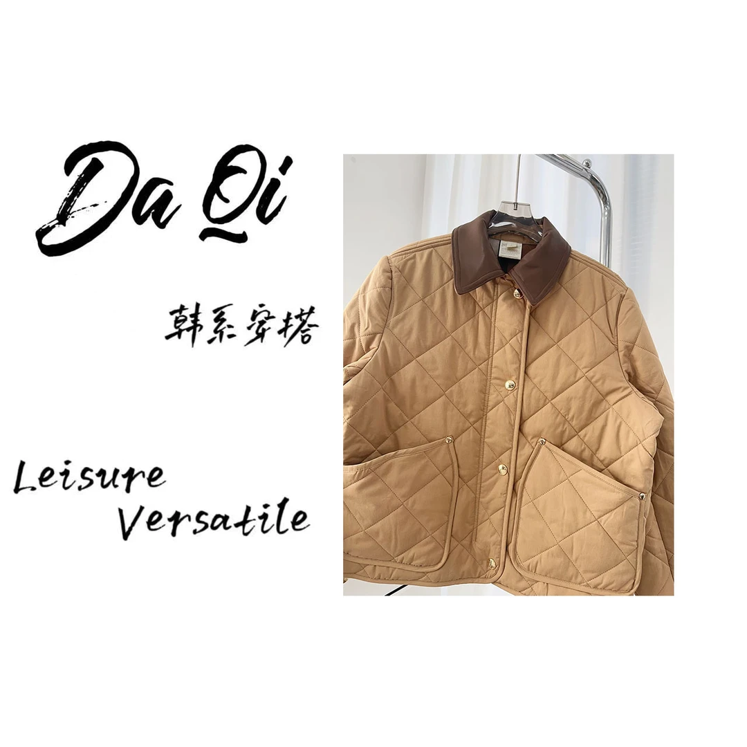 【棉服】NO退NO换雅丹实穿top1格子翻领宽松棉服G413-A100006