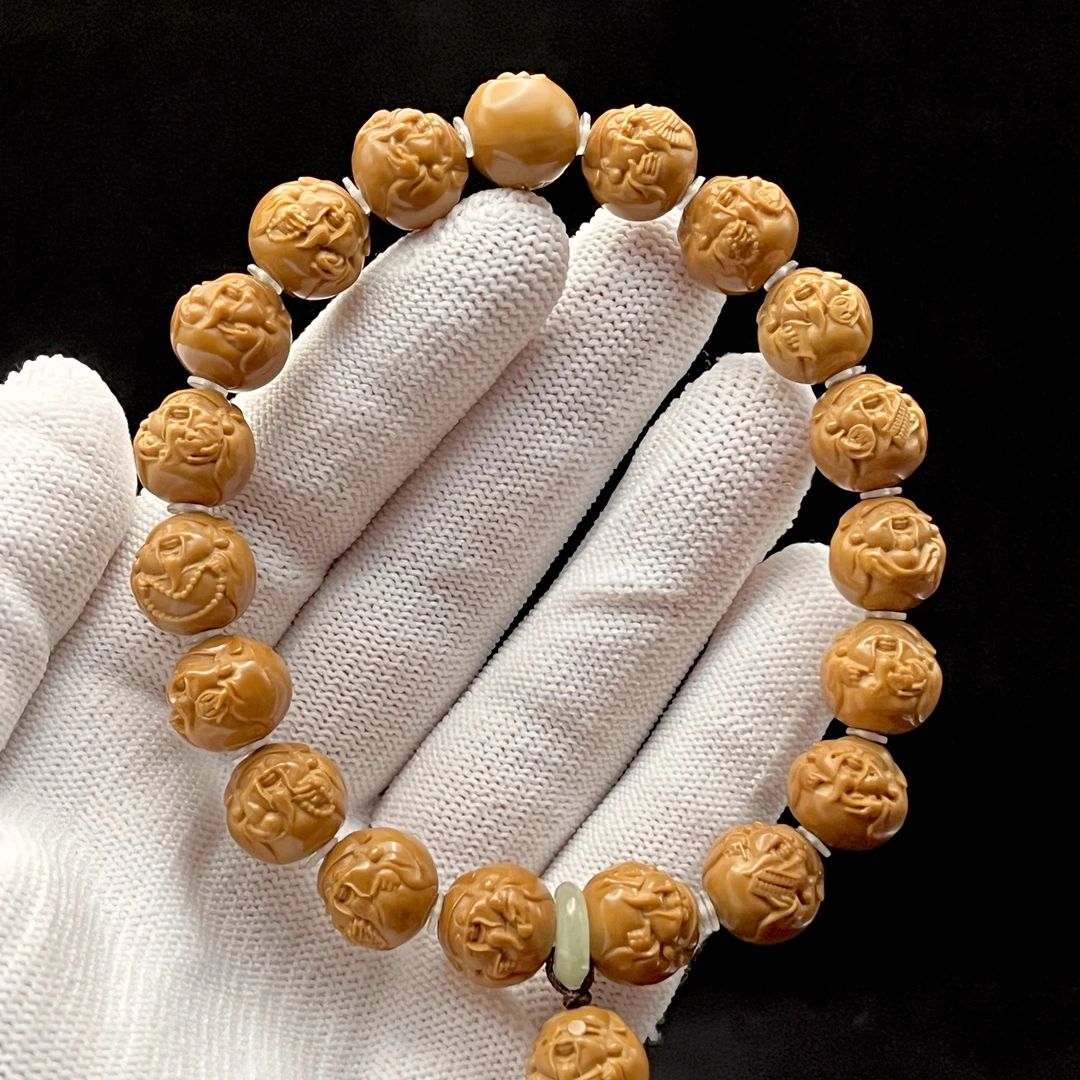 猴头核桃小财神12精雕男女文玩屁桃猴头手串把件