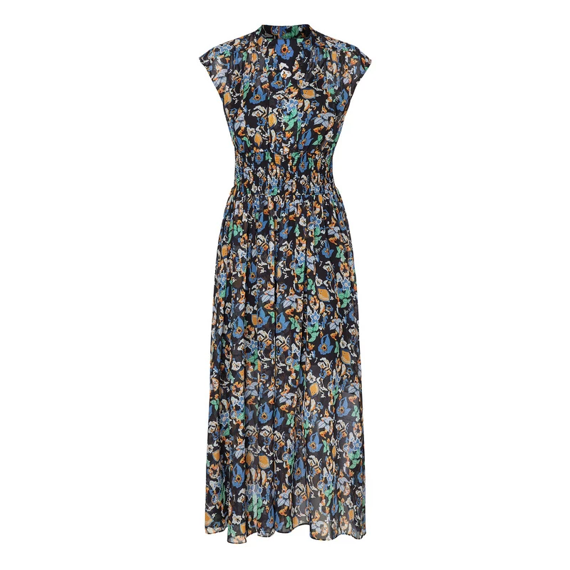 【雅姐福利】HPLY荷比俪新款女V领收腰碎花复古连衣裙HRD23750132