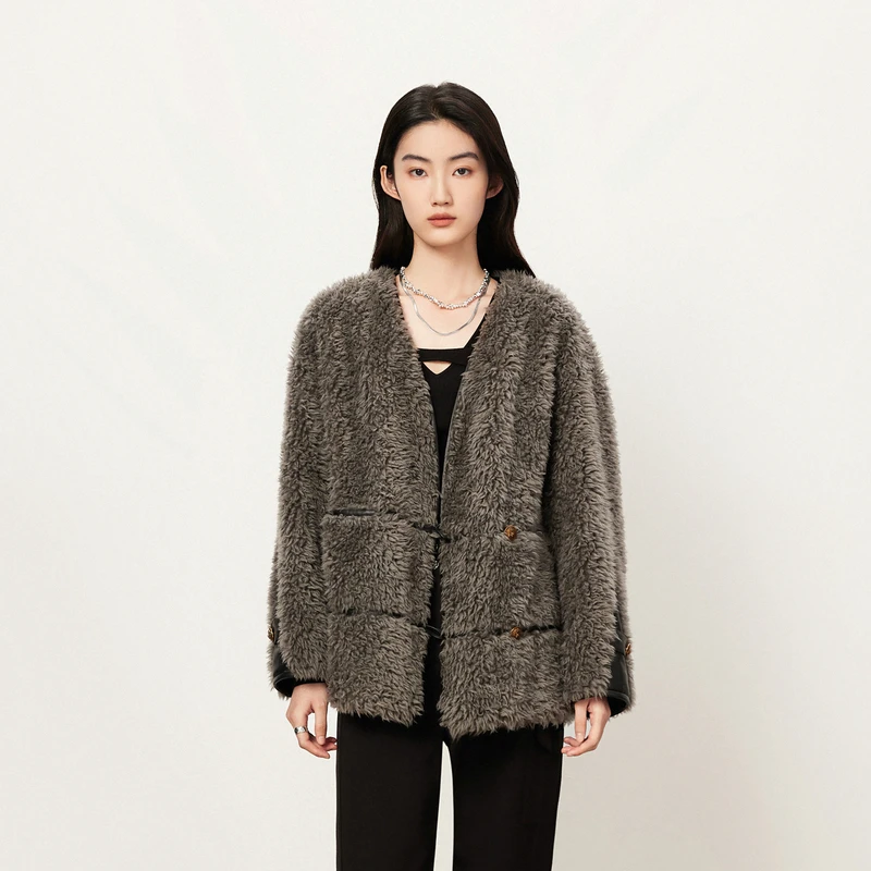 【商场同款】HPLY荷比俪冬季新款V领撞色休闲外套HZD42520350