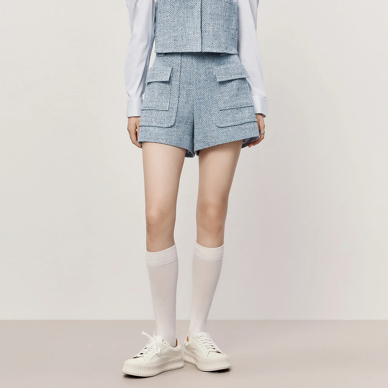 【商场同款】HPLY荷比俪女休闲弹力腰字母通勤短裤HMD22400137-1