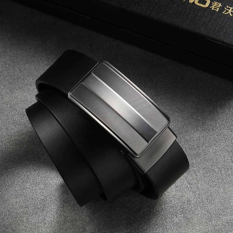 男士腰带自动无牙无孔真皮皮带高档商务不打孔休闲百搭裤带年轻人