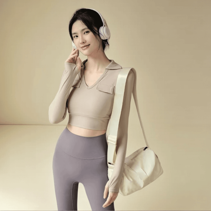 [新款上新】瑜伽服带胸垫运动上衣普拉提训练长袖健身服