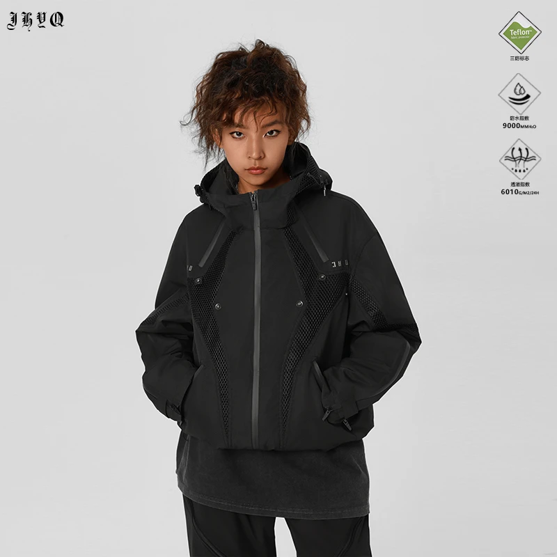 【JHYQ】美式户外山系多口袋连帽冲锋男防风防水拒污登山外套213