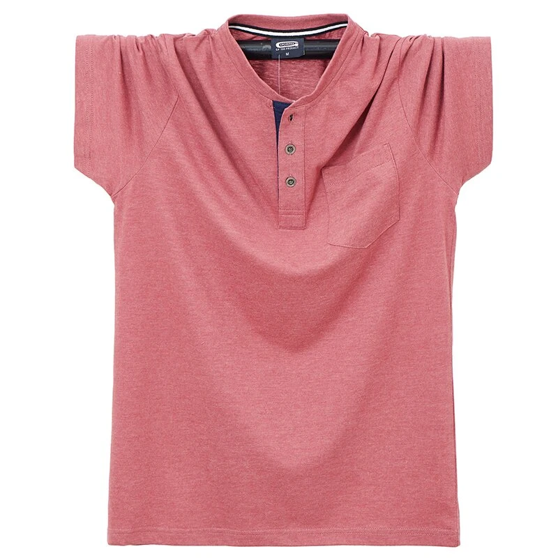 男士宽松口袋开领扣圆领胖子爆款加肥大码棉半袖肥佬