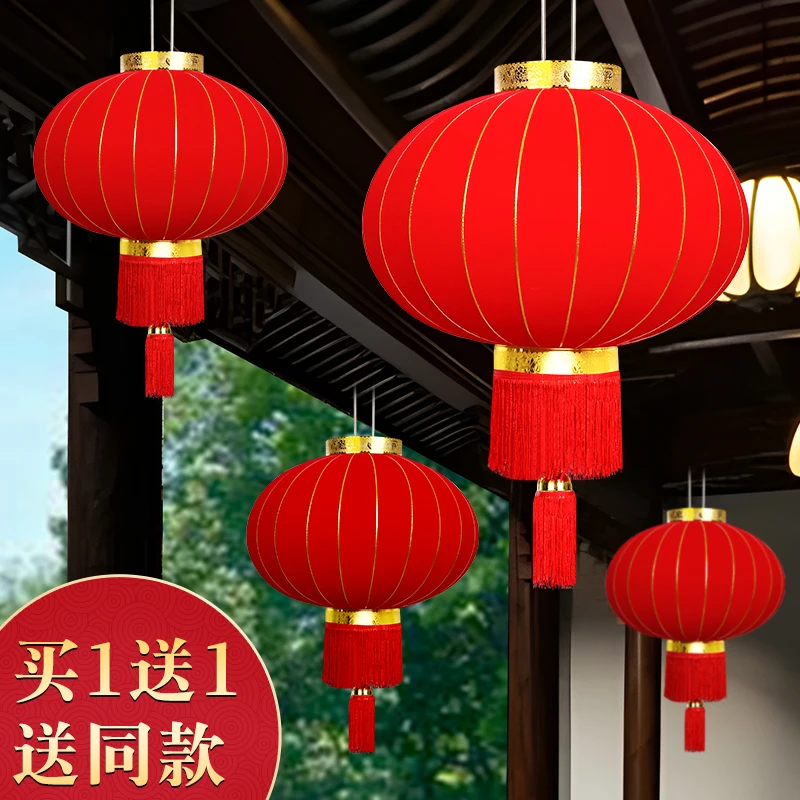 灯笼批发户外2023新款大门红色挂灯铁口支架防水防晒绒布春节挂饰