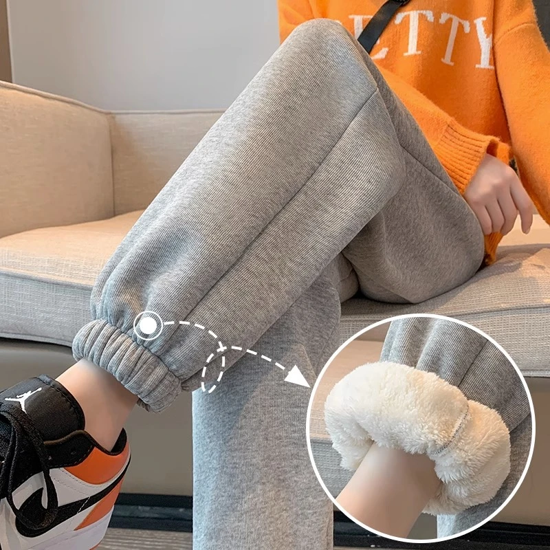 孕妇裤子小个子秋冬加厚羊羔绒束脚裤卫裤外穿宽松显瘦休闲运动裤