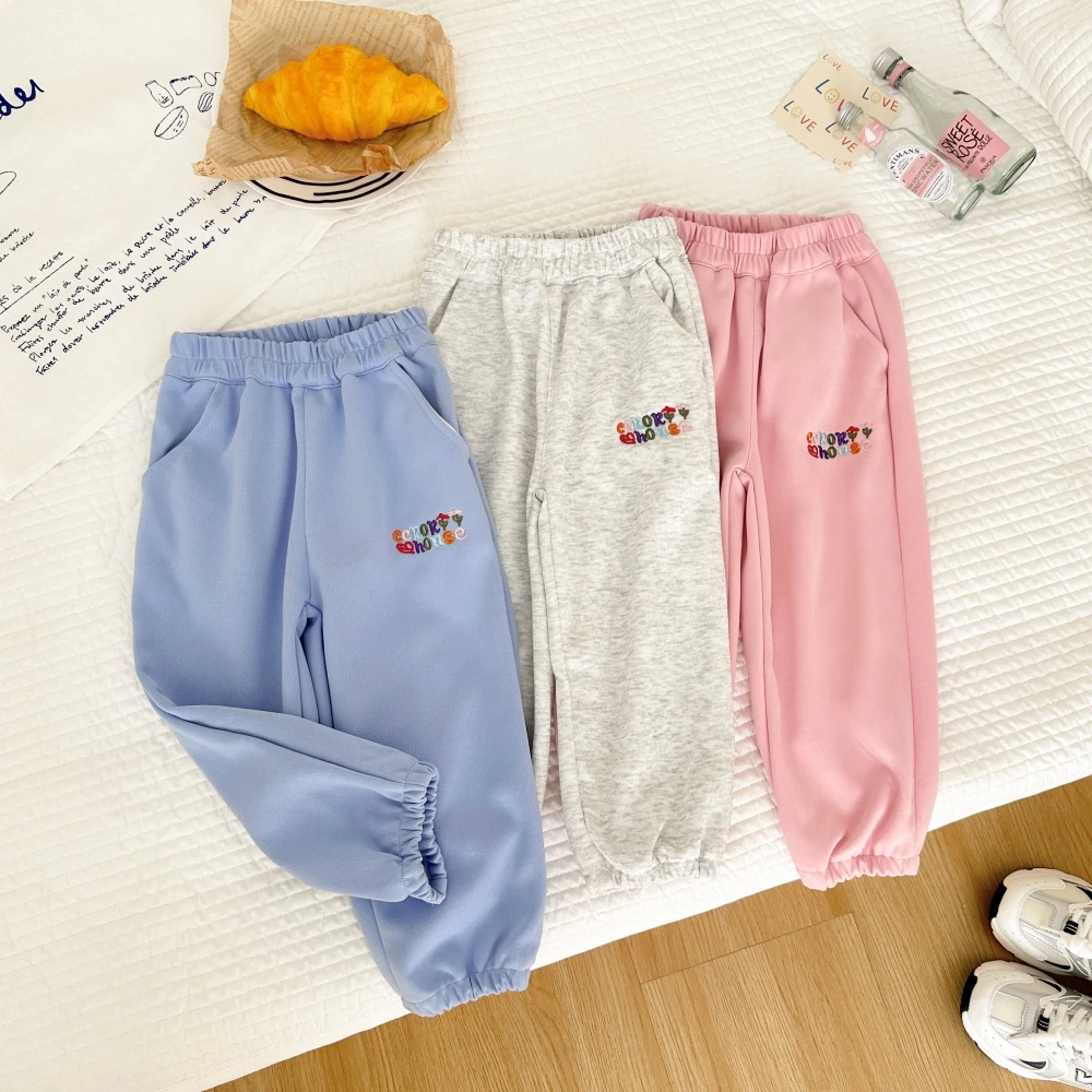 新款秋装刺绣卫裤男童女童