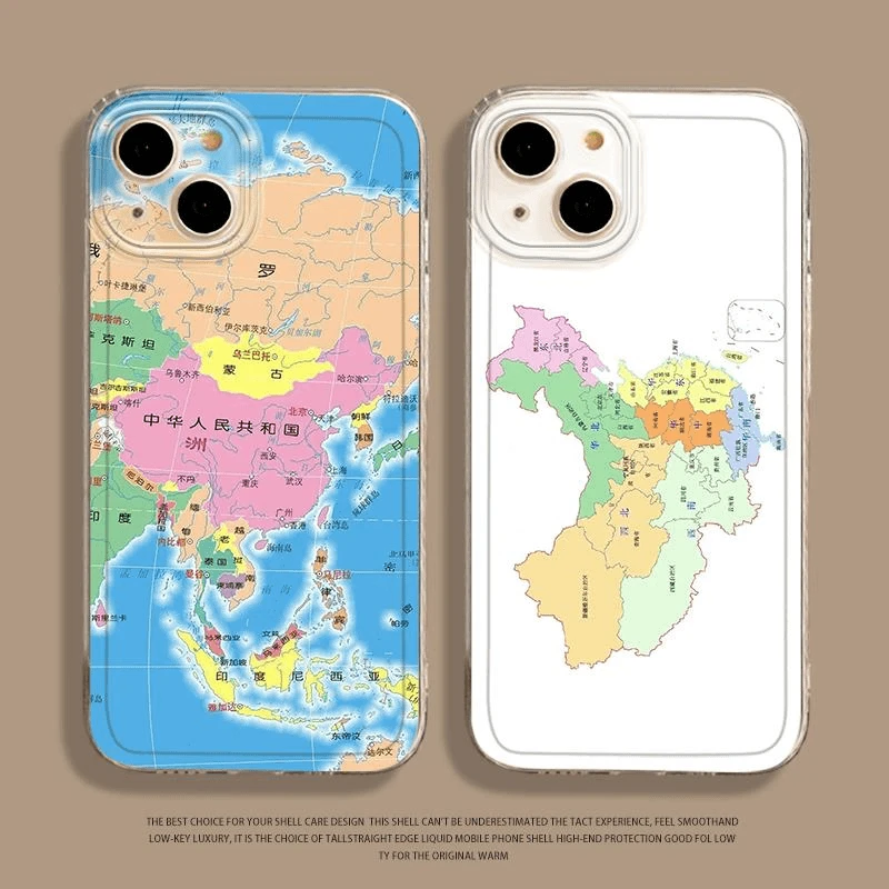 中国地图手机壳适用苹果14pro透明15套iphone13简约12mini地理13p