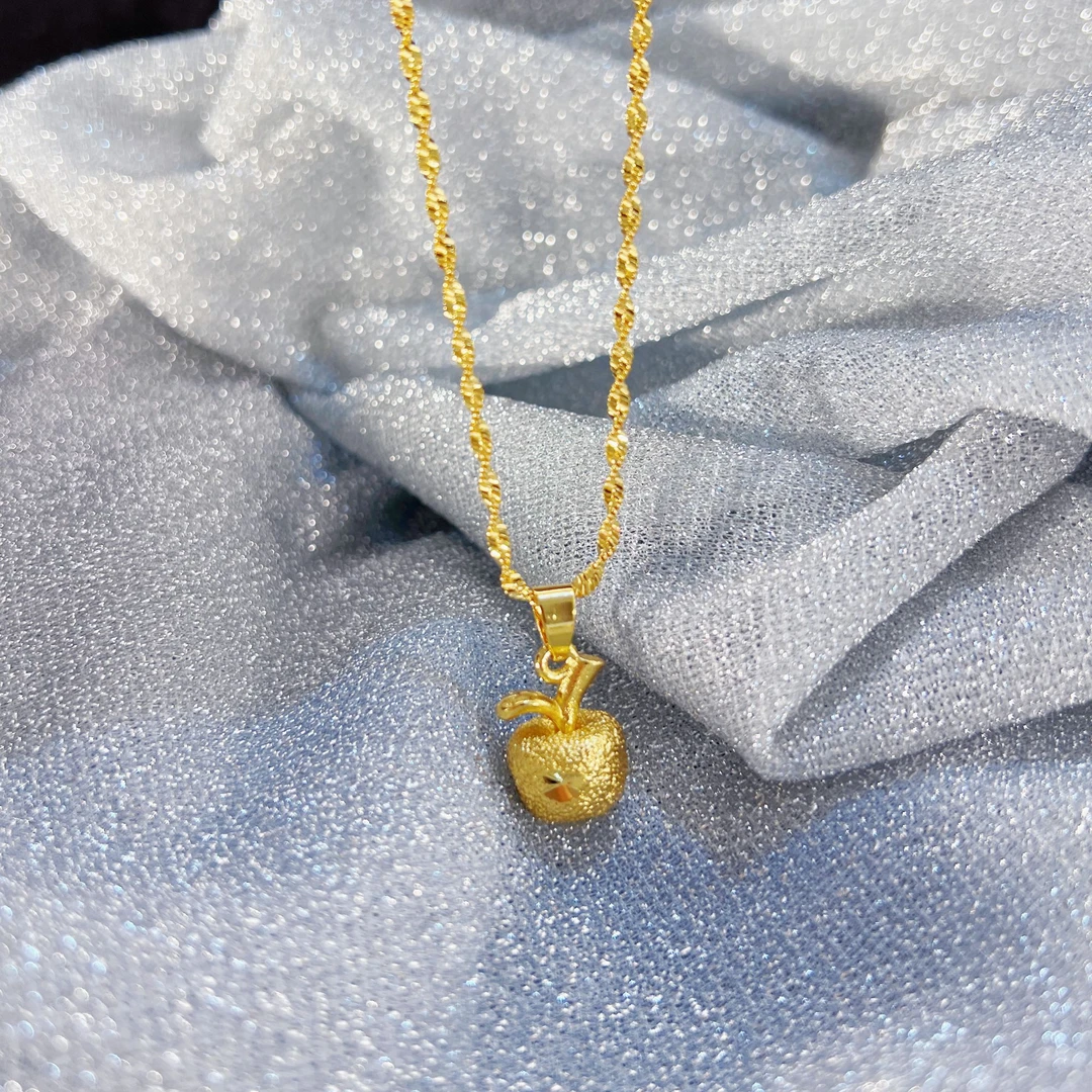 铜合金项链 平安果苹果项链时尚大气百搭有链子有吊坠有盒子