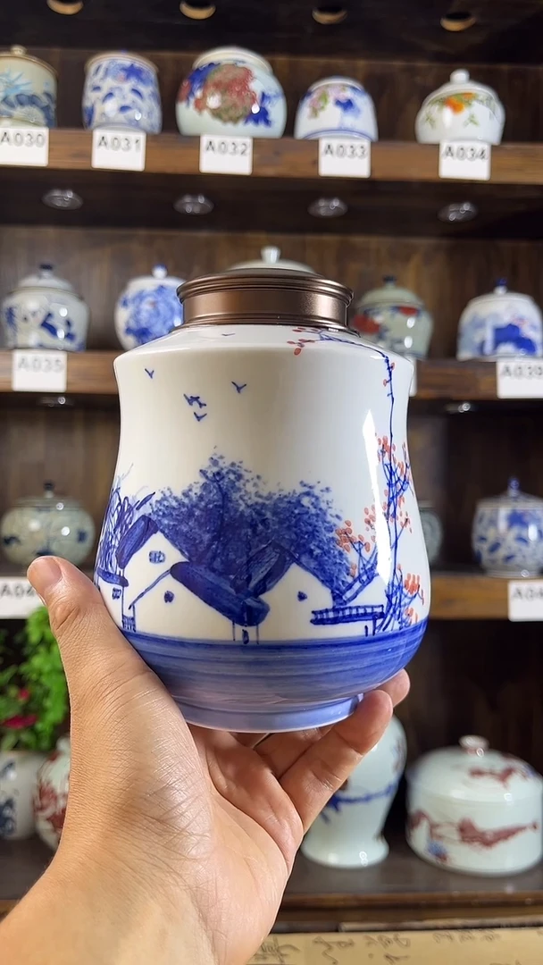 【闪购商品】纯手工绘画水乡密封罐