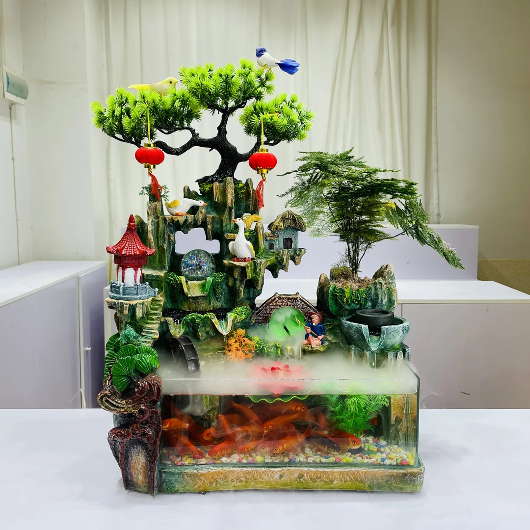 流水摆件可养鱼缸鱼池自循环水客厅装饰品风水轮酒店铺开业送礼物