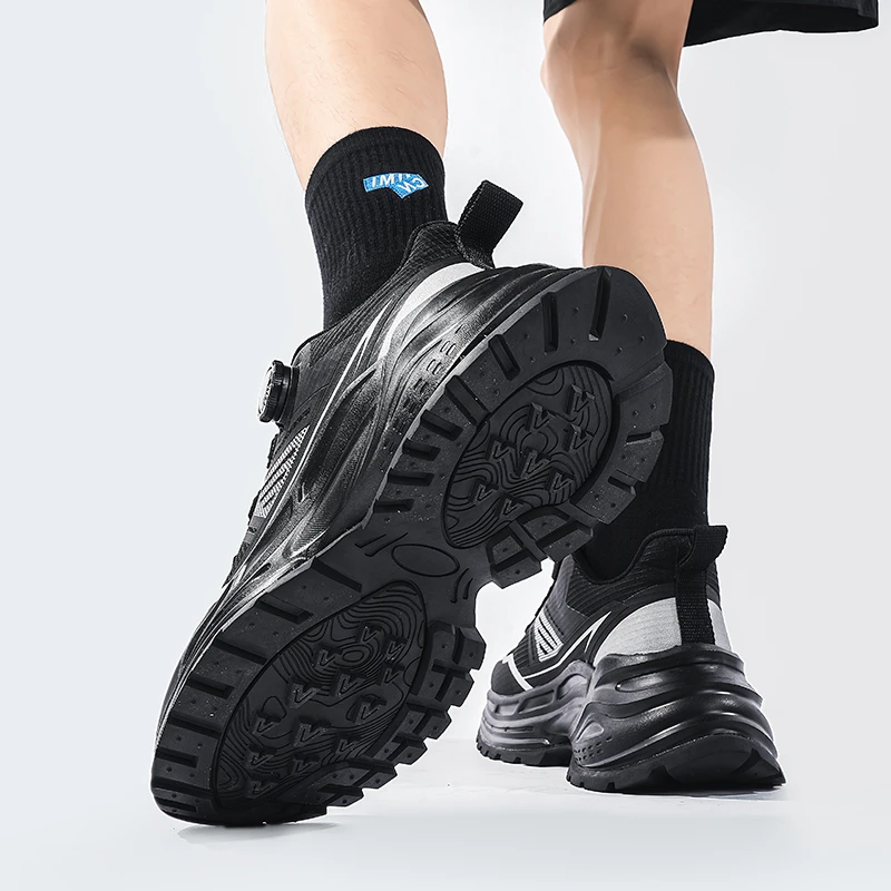 V.YERXU秋冬休闲男鞋运动跑步鞋男士厚底2024情侣百搭透气潮鞋