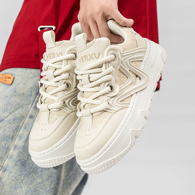 V.YERXU夏季休闲男鞋子秋季运动男士厚底2024情侣百搭防臭潮鞋
