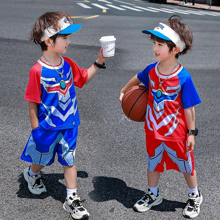 奥特曼衣服男童夏装运动短袖套装夏季2024新款宝宝薄款痞帅两件套