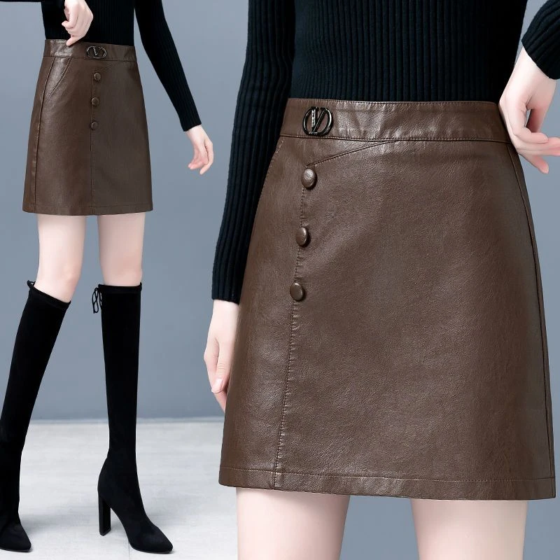 皮裙女半身裙2025新款高腰秋冬a字裙显瘦pu皮短裙包臀大码一步裙