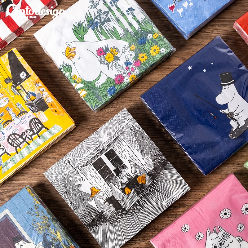 瑞典进口optodesign姆明moomin餐巾纸卡通西餐纸巾餐垫方巾印花纸