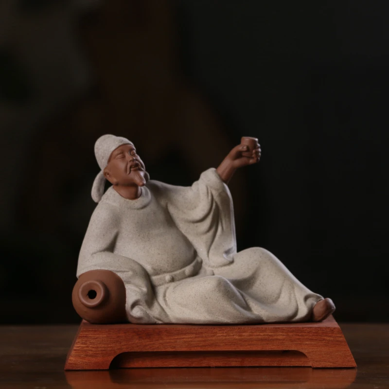 古风禅意人物李白雕像塑家居玄关装饰陶瓷工艺品李白醉酒摆件