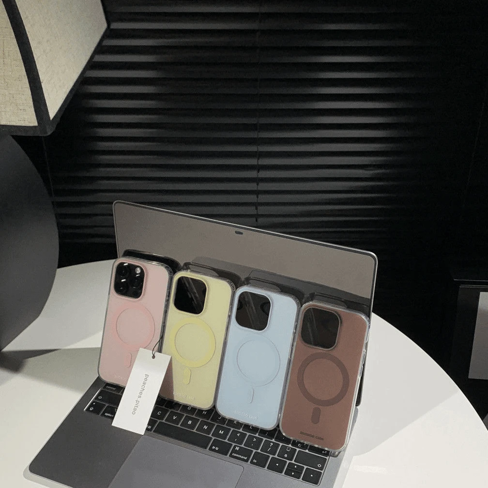 ins简约高级马卡龙色系磨砂磁吸适用iPhone15/14手机壳苹果13p/12