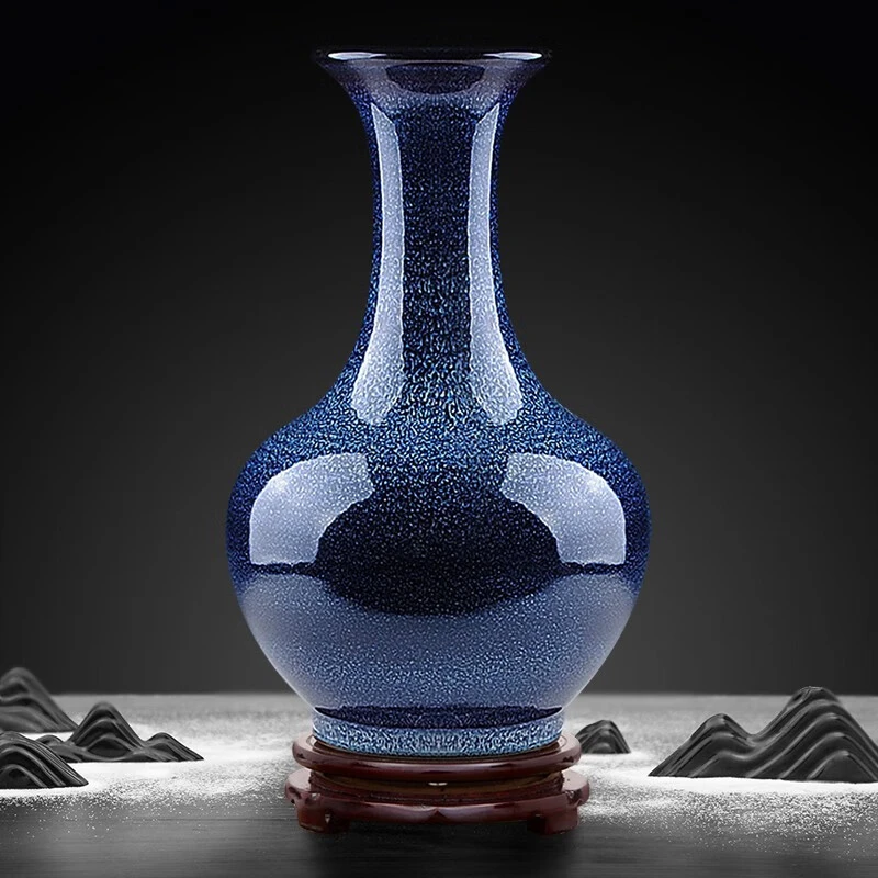 景德镇陶瓷客厅新中式窑变花瓶办公室摆件装饰玄关酒柜瓷器工