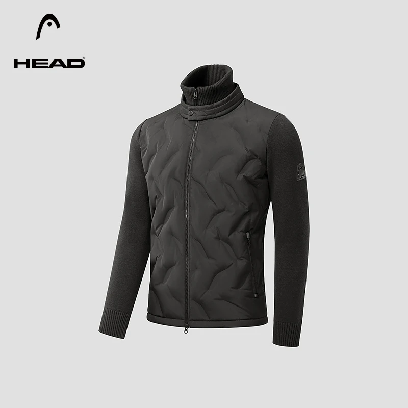 HEAD海德立领750蓬保暖羽绒服冬季通勤针织拼接男士外套
