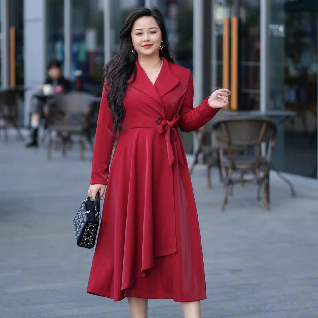 【名媛之花】大码女装2024春季新款遮肚显瘦连衣裙胖mm时尚