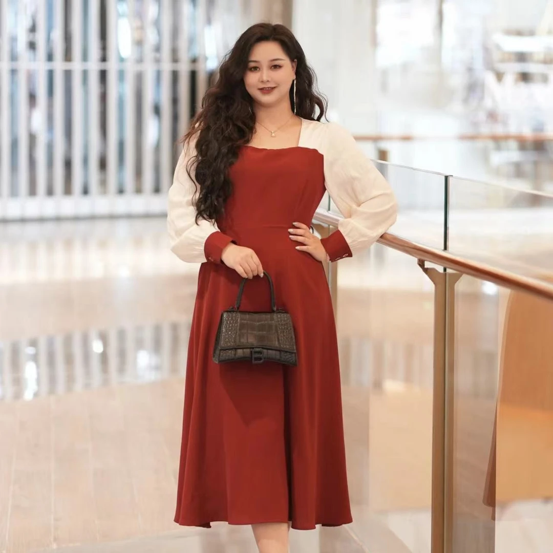 【月绘初春】大码女装春季新款胖妹妹显瘦遮肚气质减龄连衣裙潮