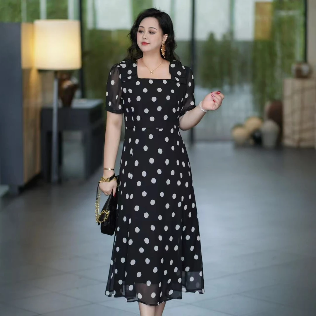 【浪漫夏日】大码女连衣裙夏季2024新款收腰遮肉时尚高级感a字裙子