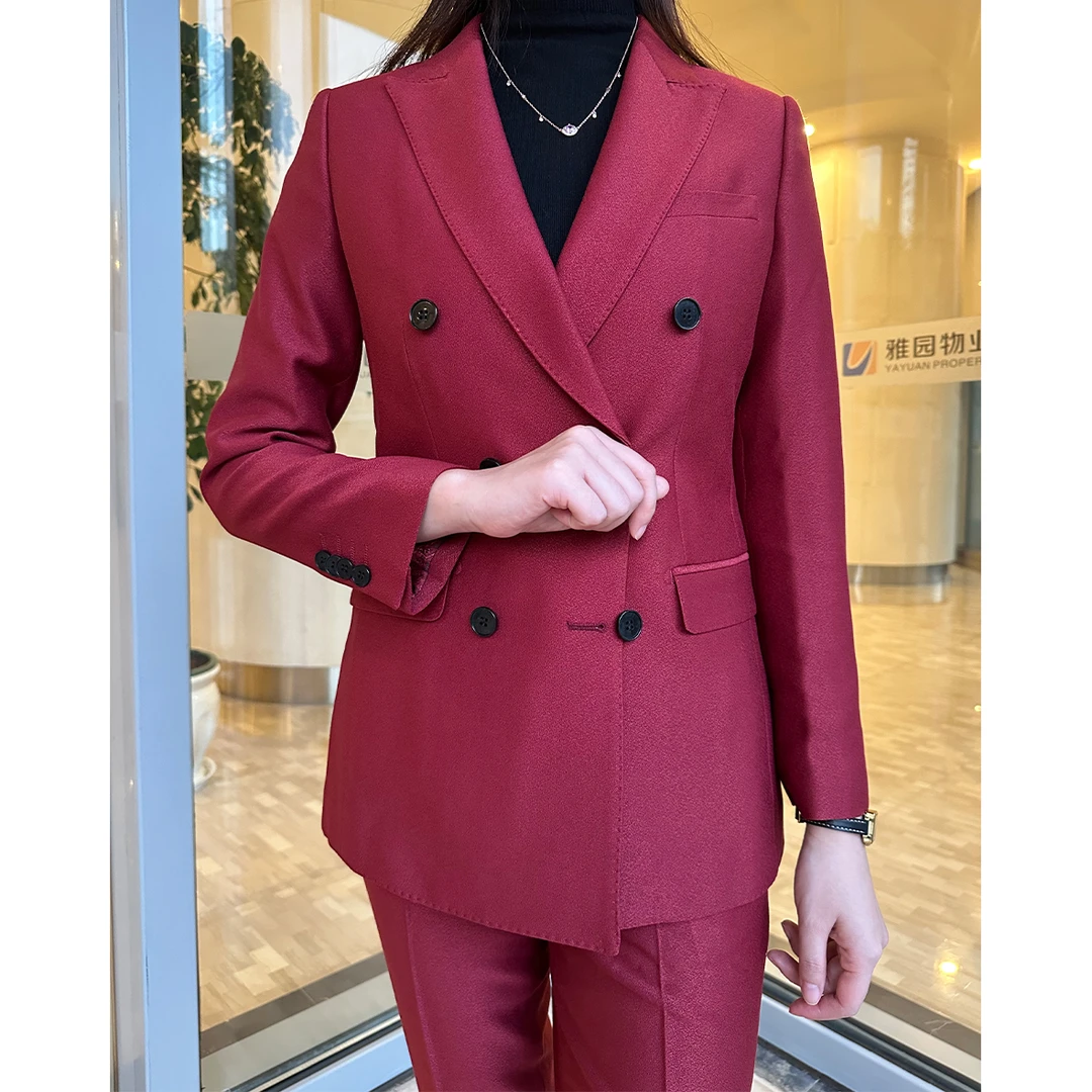 DANLUE/丹略职业女装高级感高端气质红色西装女套装外套职场女装