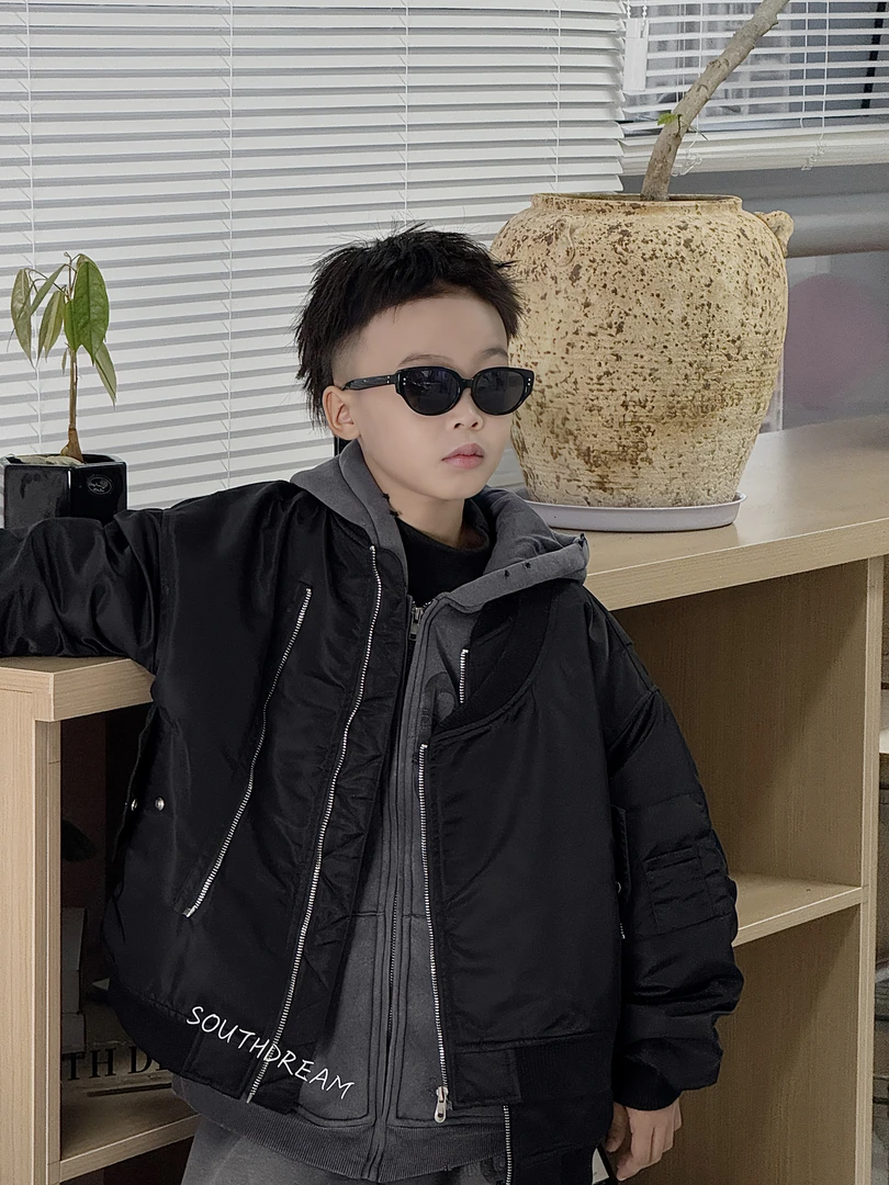 南梦童装｜ 机能拉链  冬季新款 双拉链设计夹棉飞行外套男女童