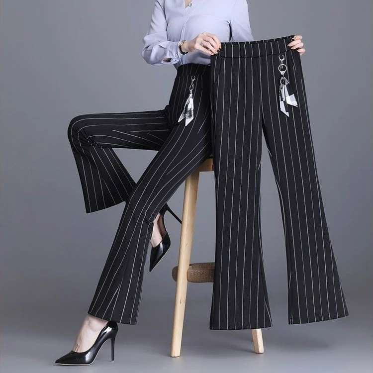 【九分/长裤】夏款新品喇叭裤休闲女裤子高弹高腰坠感大码直筒裤