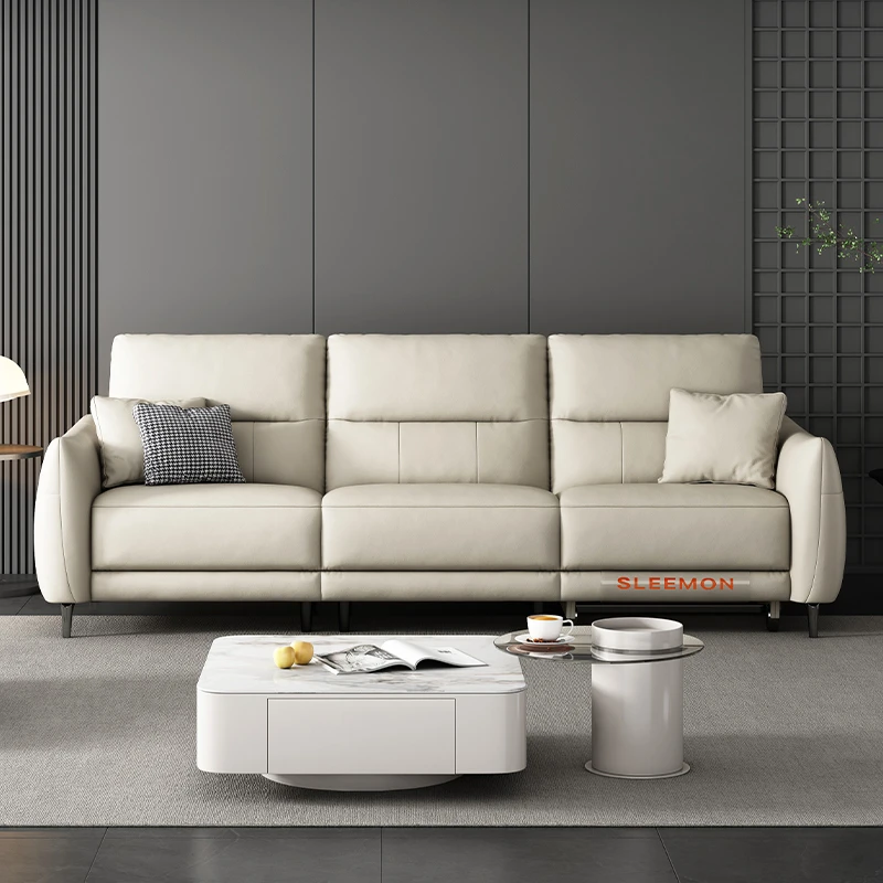 【维恩】喜临门家用三人位电动极简一字型头层牛皮功能型皮艺沙发