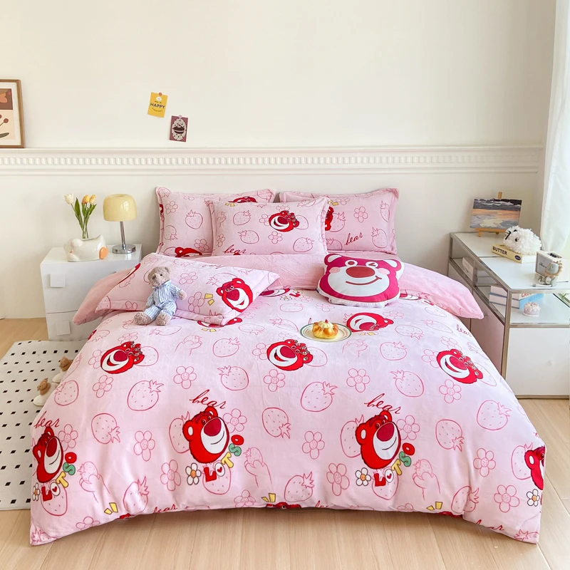 2024新款正品加厚迪士尼牛奶绒四件套双面绒卡通可爱单人学生宿舍