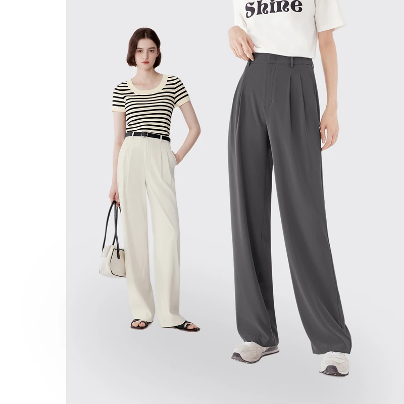 【凉感呼吸裤】诗凡黎休闲裤女新款直筒裤子宽松垂感拖地裤夏季KC