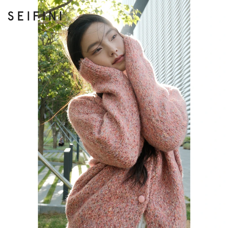 诗凡黎毛针织衫圆领高级感软糯毛衣外套时尚开衫百搭保暖休闲