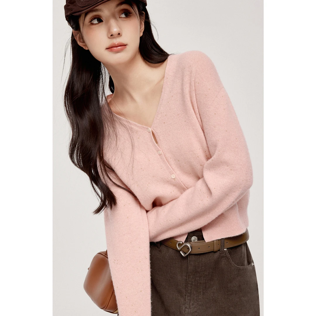 【陈大可】诗凡黎亮片针织开衫2024秋新款洋气宽松长袖心动毛衣