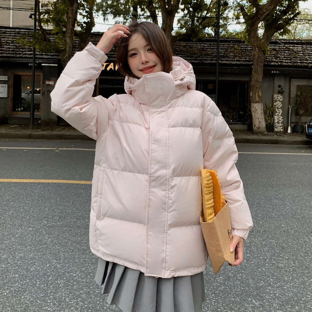 洛范尘羽绒服女短款2025冬季新款加厚连帽情侣宽松外套中戏小个子