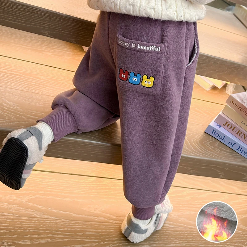 男女童加绒暖暖裤洋气儿童冬装新款女宝宝加厚一体绒休闲裤子女孩