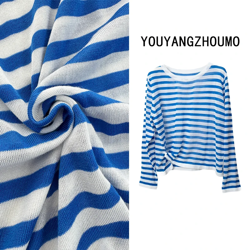 早春新款条纹衫长袖薄款圆领时尚百搭上衣 HY2072 CC