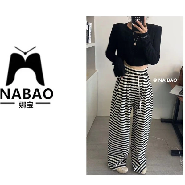NABAO▶【条纹高品女休闲卫裤】