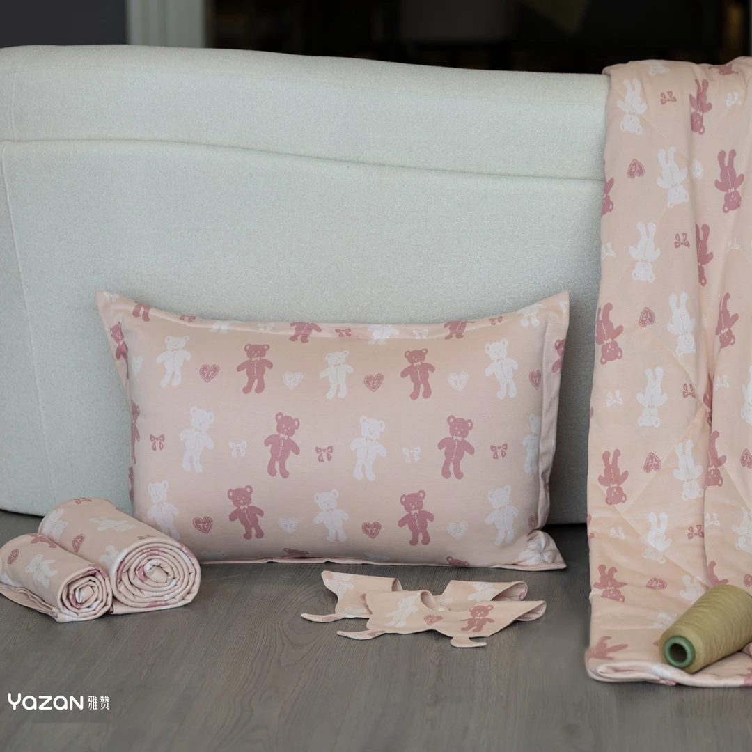 雅赞针织棉中童尺寸枕套透气幼儿园