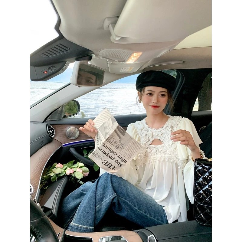 LZ01224鹿阿姨卓叔叔◆甜美风白色衬衫长袖小众
